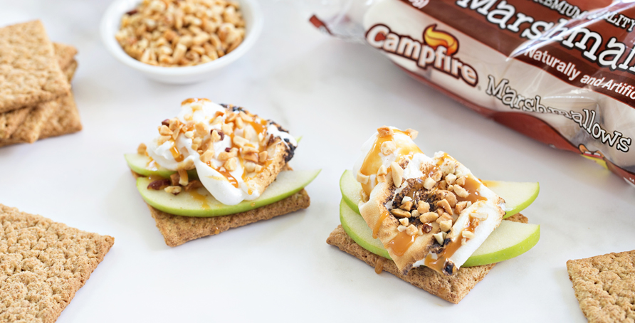 Caramel Apple S'mores with Campfire marshmallows